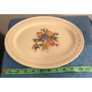 Crooksville Pantry Bak-in Ware Floral Pie Plate ~11 inches Cross-stich Pattern